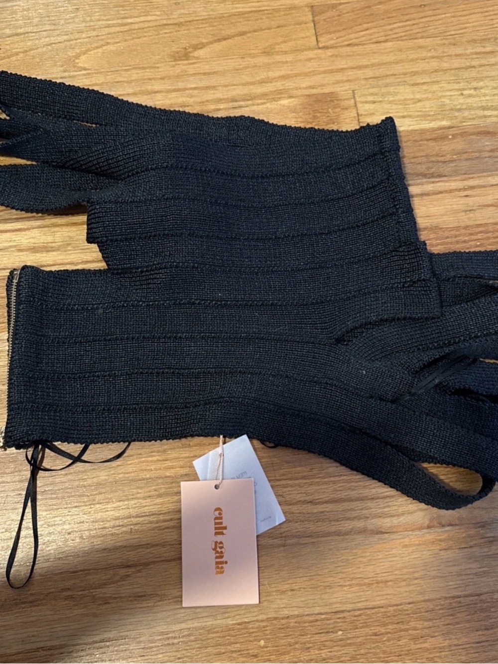 Cult Gaia Sashi Knit Top Black Size Medium NWT